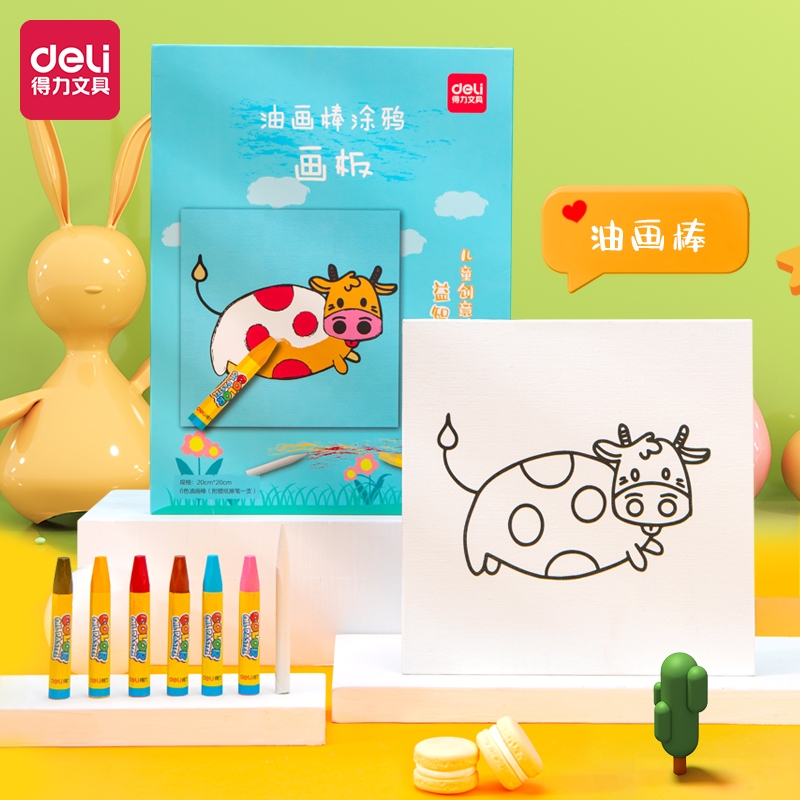 Oil Pastel Drawing Board Set Deli 6 Colors · Stationery