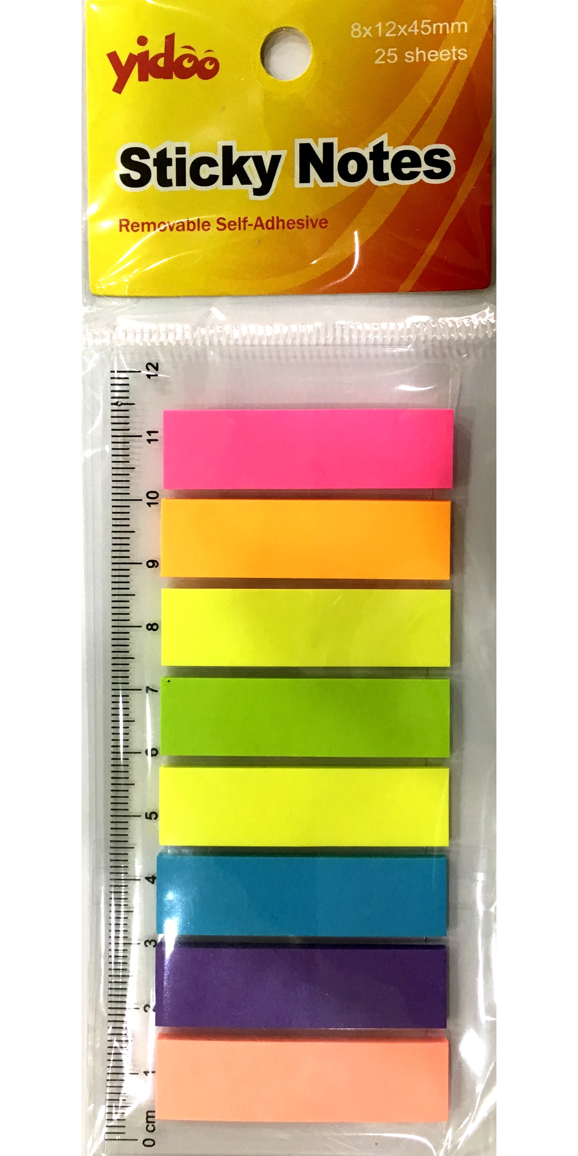 Paper Sticky Notes, 8 color, 8x12x45mm, with Ruler Merry Stationery